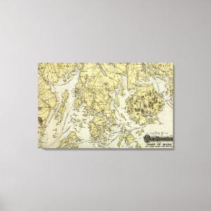 Mount Desert Island and Coast of Maine Map Canvas Print