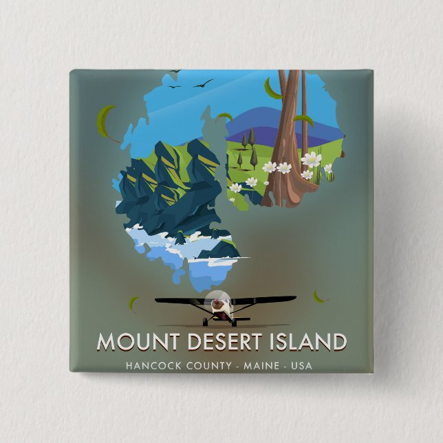 Mount Desert Island ,Hancock County, Maine ,USA, 15 Cm Square Badge (Front)