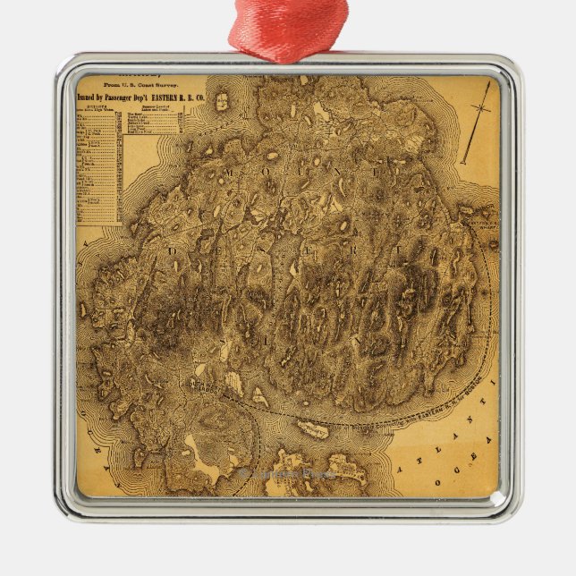 Mount Desert IslandPanoramic Map Metal Tree Decoration (Front)