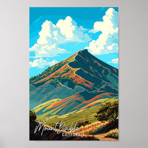 Mount Diablo California vintage travel art Poster