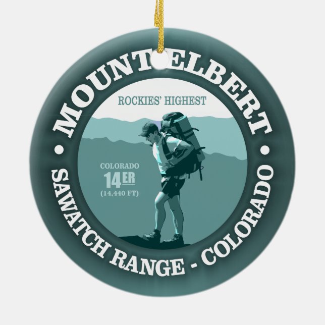 Mount Elbert Ceramic Tree Decoration (Back)