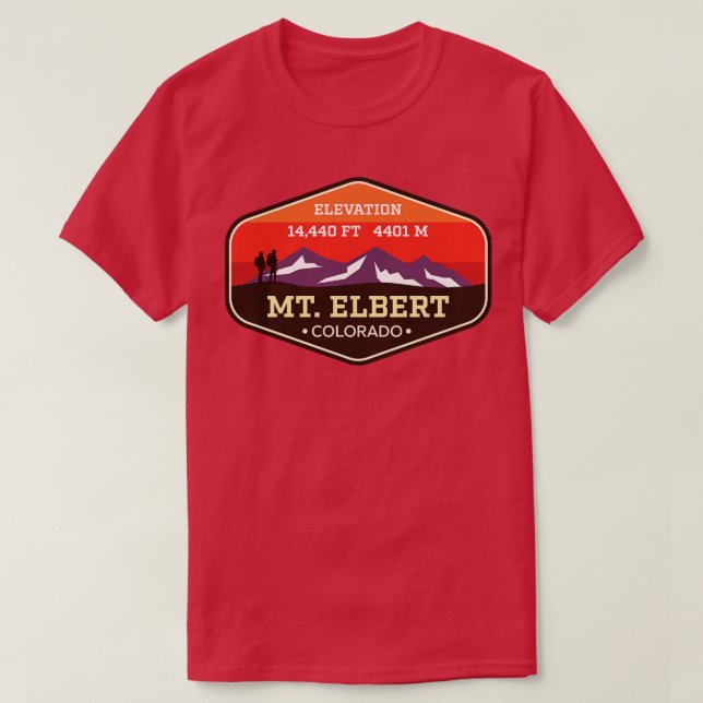 Mount Elbert Colorado 14ers Mountain Climbing Badg T-Shirt (Design Front)
