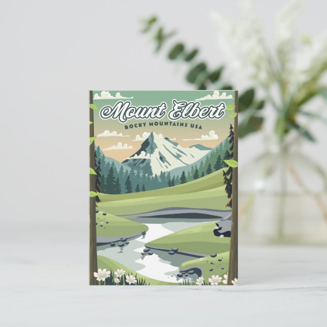 Mount Elbert Rocky Mountains Travel poster Postcard (Standing Front)
