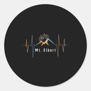 Mount Elbert Summit Mountain Biking Retro Heartbea Classic Round Sticker
