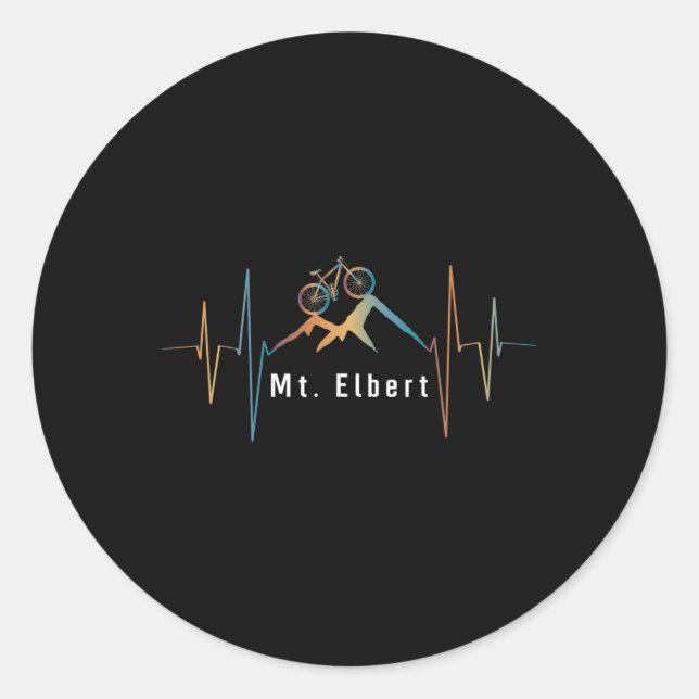 Mount Elbert Summit Mountain Biking Retro Heartbea Classic Round Sticker (Front)