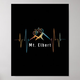 Mount Elbert Summit Mountain Biking Retro Heartbea Poster