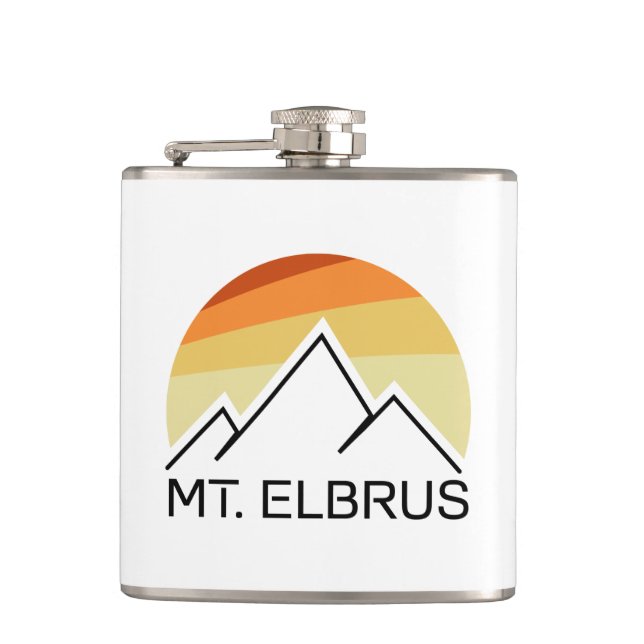 Mount Elbrus Russia Retro Hip Flask (Front)