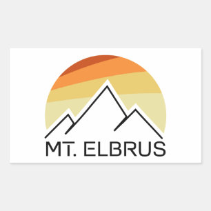 Mount Elbrus Russia Retro Rectangular Sticker