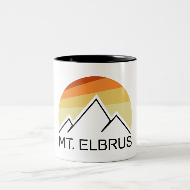 Mount Elbrus Russia Retro Two-Tone Coffee Mug (Center)
