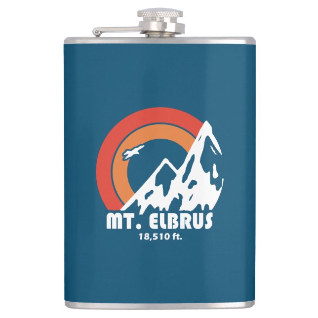Mount Elbrus Russia Sun Eagle Hip Flask (Front)