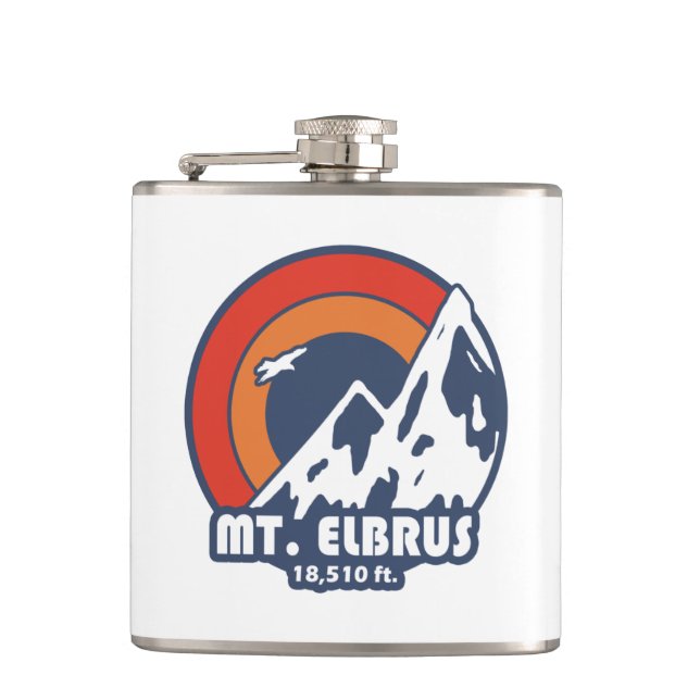 Mount Elbrus Russia Sun Eagle Hip Flask (Front)