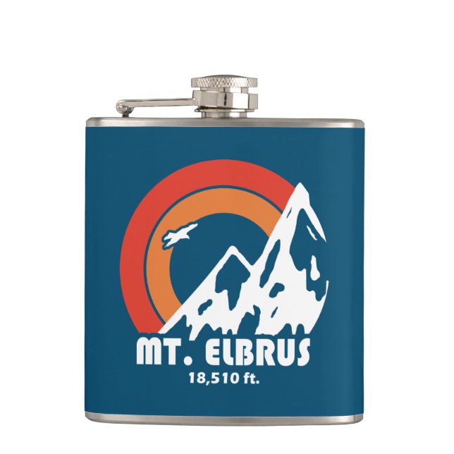 Mount Elbrus Russia Sun Eagle Hip Flask (Front)
