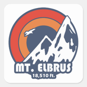 Mount Elbrus Russia Sun Eagle Square Sticker