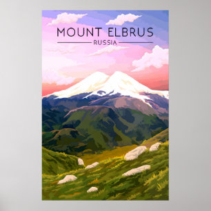 Mount Elbrus Russia Travel Poster