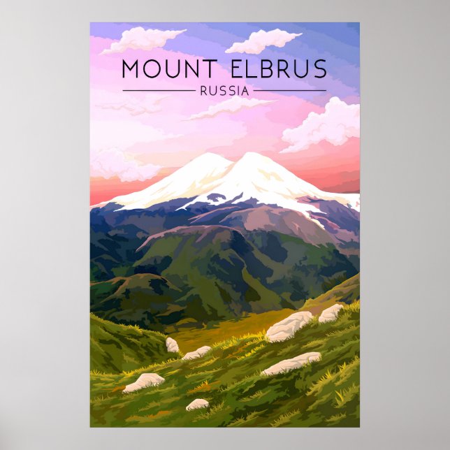 Mount Elbrus Russia Travel Poster (Front)