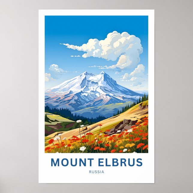 Mount Elbrus Russia Travel Print (Front)