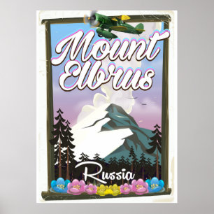 Mount Elbrus, Russian travel poster