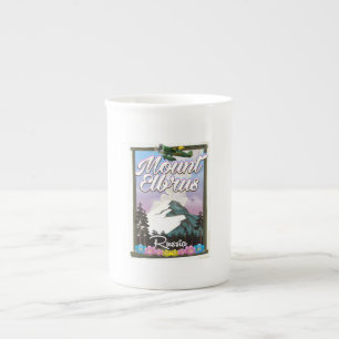 Mount Elbrus, Russian travel poster Bone China Mug
