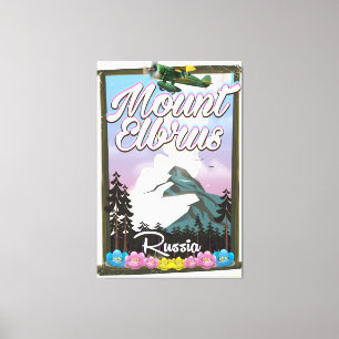 Mount Elbrus, Russian travel poster Canvas Print