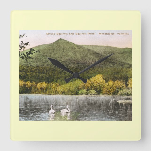 Mount Equinox, Manchester, Vermont Vintage Square Wall Clock (Front)