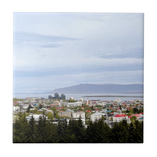 Mount Esja Reykjavik Iceland Cityscape Photo Tile (Front)