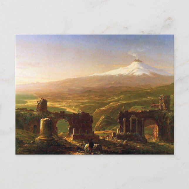 Mount Etna from Taormina, Volcano Ruins Postcard (Front)