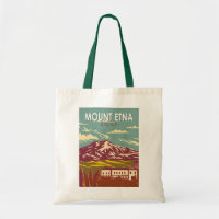 Mount Etna Sicily Travel Art Vintage