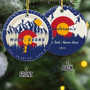 Mount Evans Colorado Flag Mountain 14ers Ceramic Tree Decoration