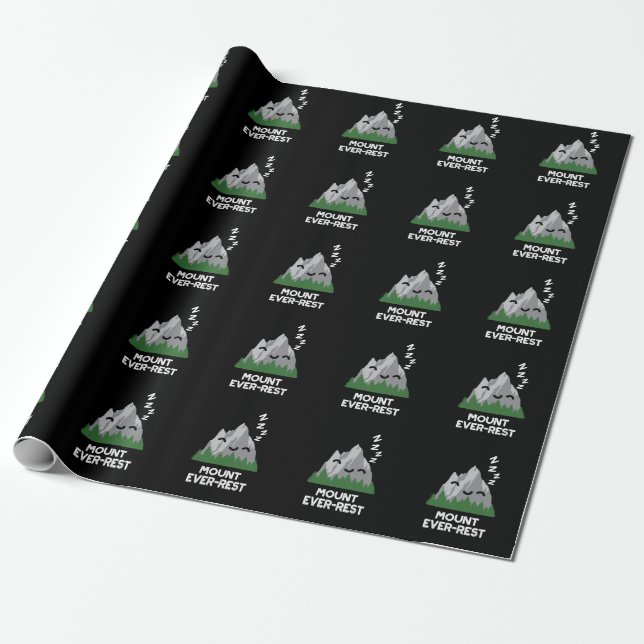Mount Ever-rest Funny Mountain Pun Dark BG Wrapping Paper (Unrolled)