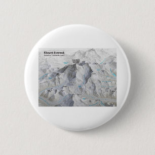 Mount Everest 3D Map with Labels 6 Cm Round Badge