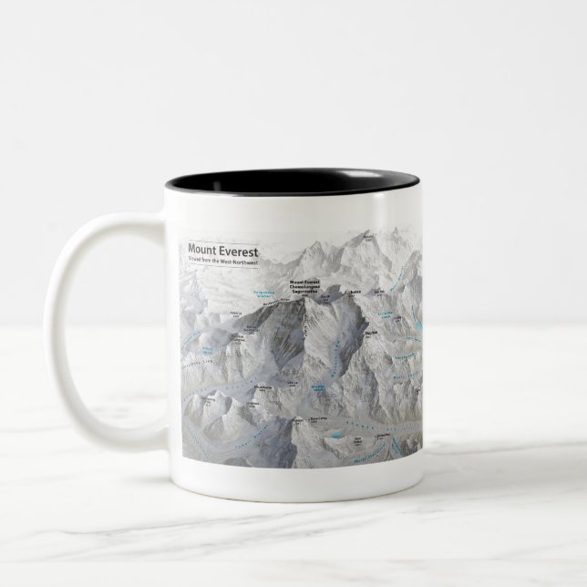 Mount Everest 3D Map with Labels Two-Tone Coffee Mug (Left)