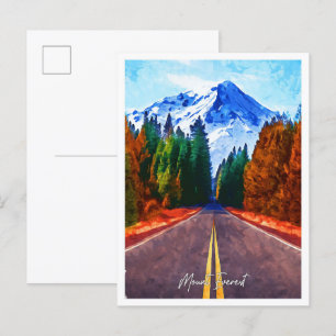 Mount Everest Beautiful Oil Paint Landscape Postcard