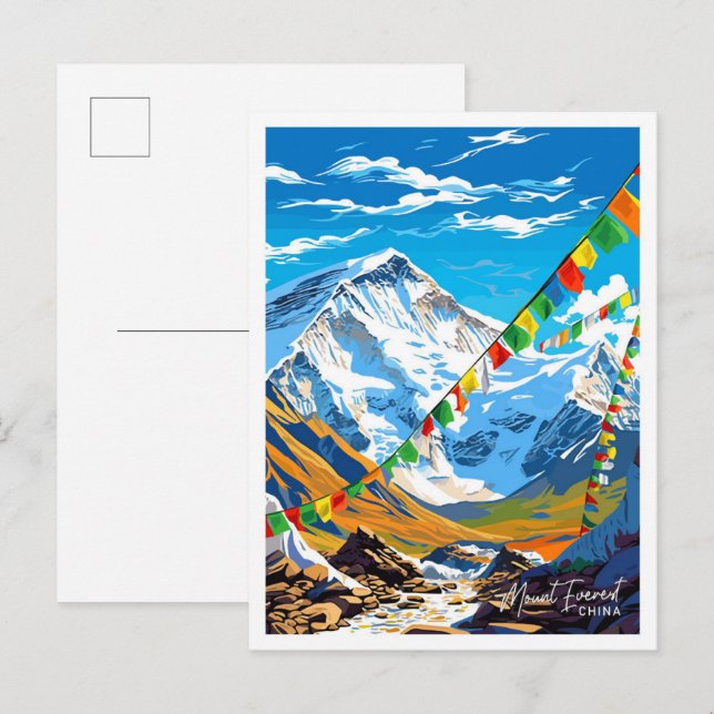 Mount Everest China Travel Vintage illustration Postcard (Front/Back)