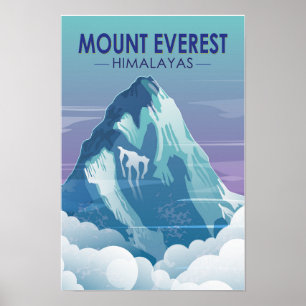 Mount Everest Himalayas Vintage  Poster