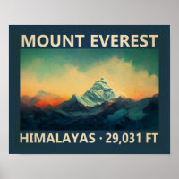 Mount Everest Himalayas Watercolor Vintage