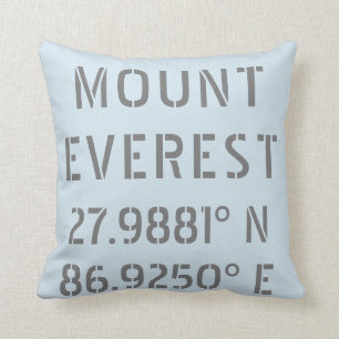 Mount Everest Latitude Longitude Throw Pillow