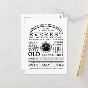 Mount Everest, Mountain Expedition Information Postcard