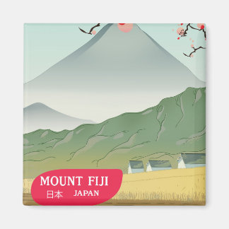 mount fiji Japan vintage travel print Magnet