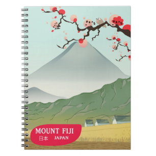mount fiji Japan vintage travel print Notebook