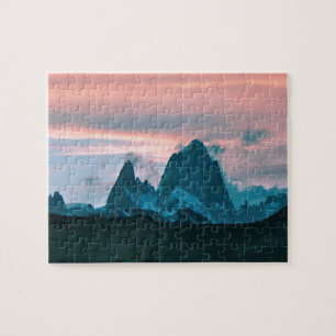 Mount Fitz Roy, Patagonia, Argentina at dusk Jigsaw Puzzle