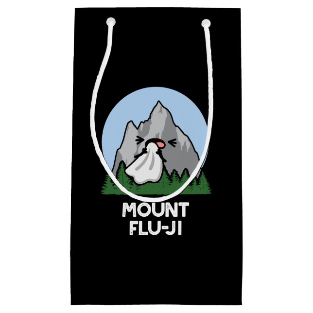 Mount Flu-ji Funny Mountain Pun Dark BG Small Gift Bag (Front)