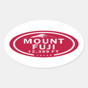 Mount Fuji 12,389 FT Japan Mountain Oval Sticker