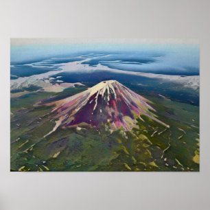 Mount Fuji Aerial View - Artistic Japan Poster