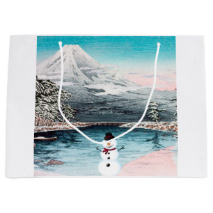 Mount Fuji and a Snowman  Large Gift Bag