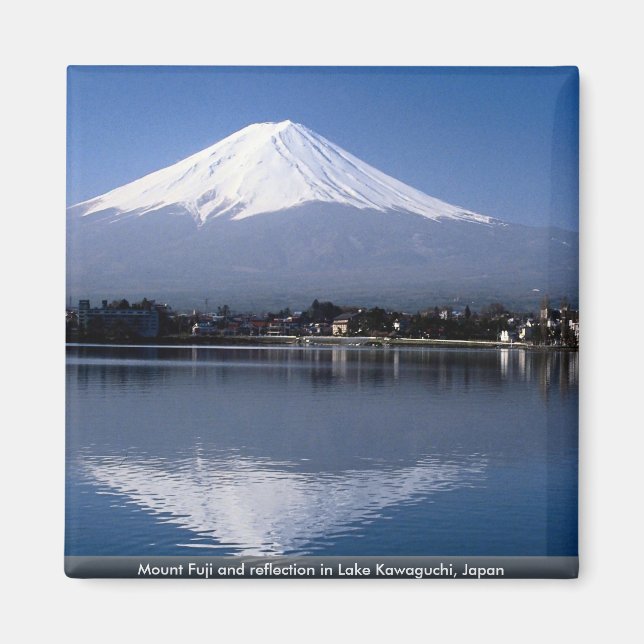 Mount Fuji and reflection in Lake Kawaguchi, Japan Magnet (Front)