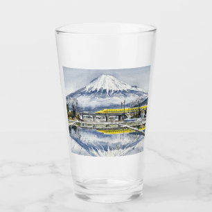 Mount Fuji and the Shinkansen Doctor Yellow Glass