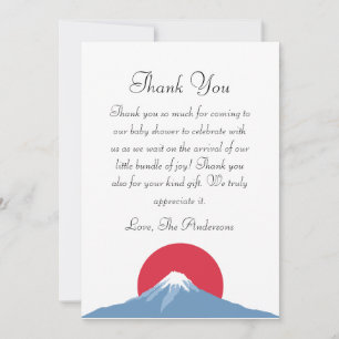 Mount Fuji And The Sun Baby Shower Thank You Card