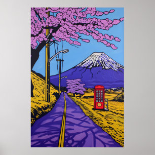 Mount Fuji Cherry Blossom Art Print Modern