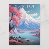 Mount Fuji Cherry Blossoms  Retro Travel