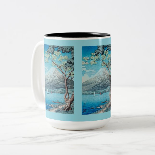 Mount Fuji from Lake Yamanaka Two-Tone Coffee Mug (Front Left)